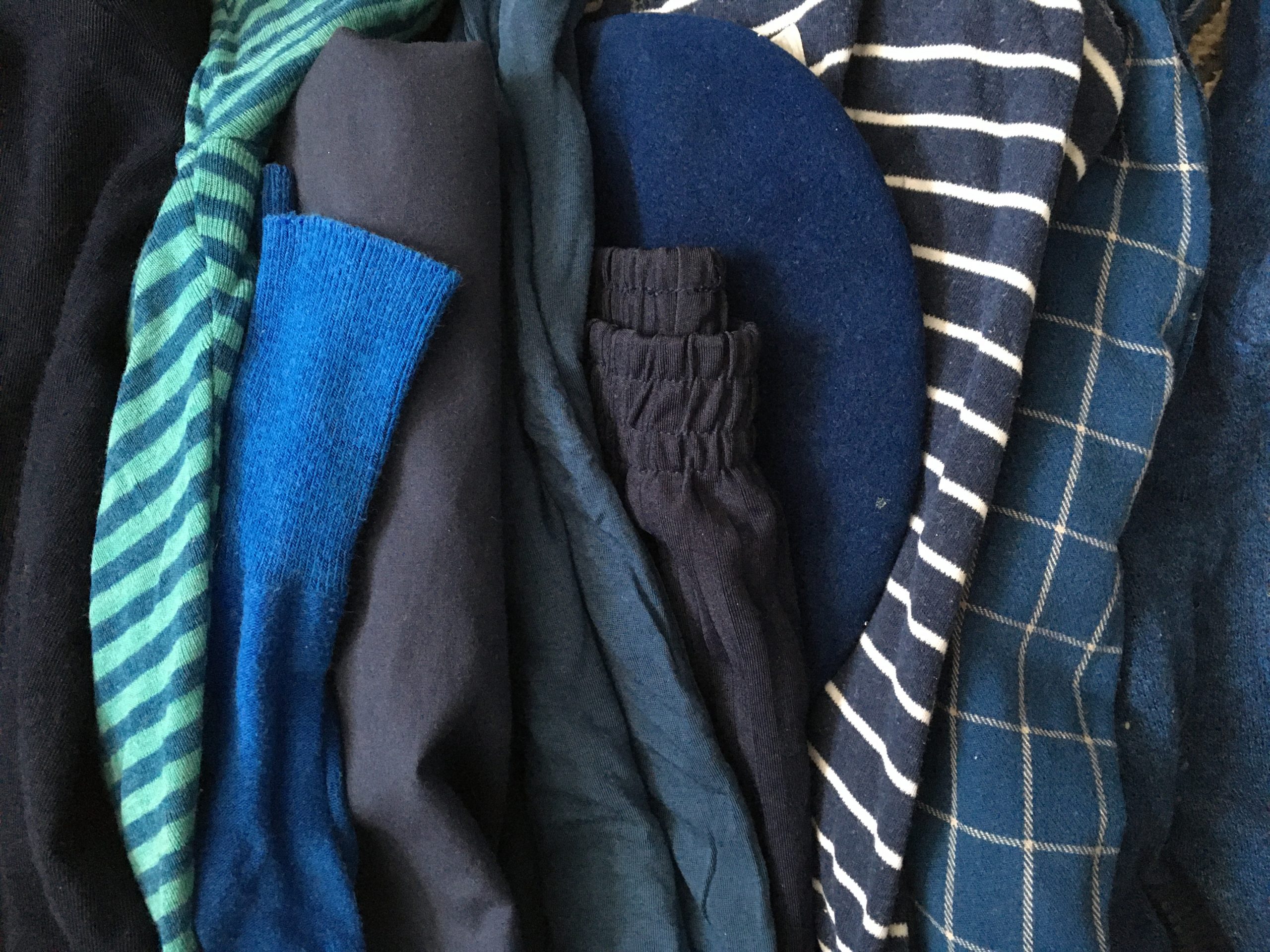 A pile of blue clothes